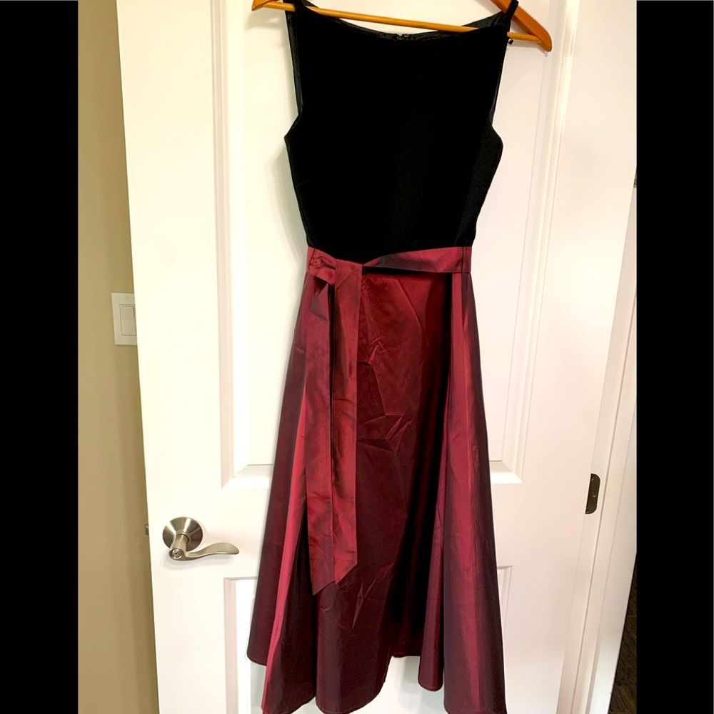 Gorgeous black and burgundy satin dress